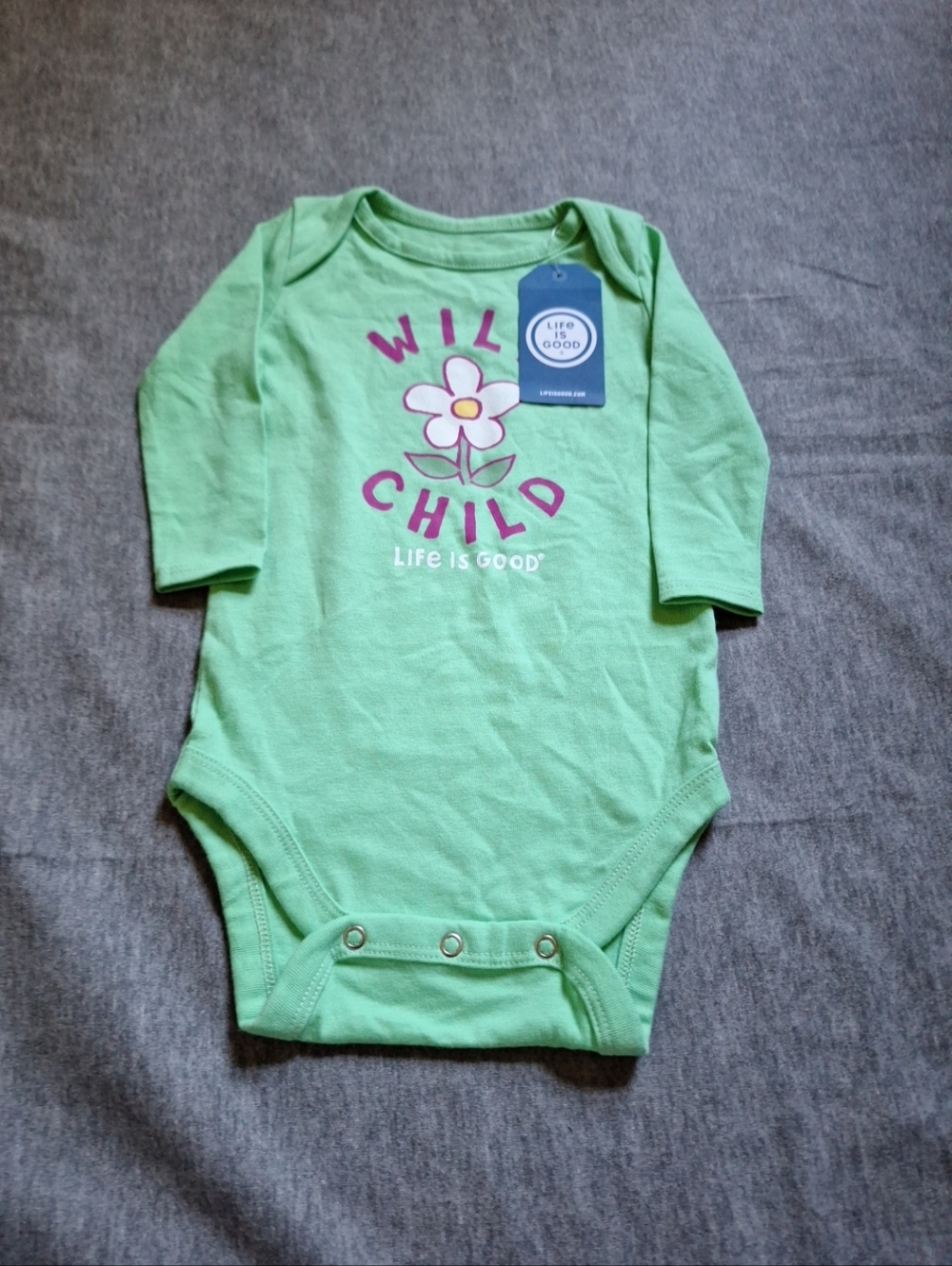 Life Is Good Green "Wild Child" Floral Long-Sleeve One-Piece